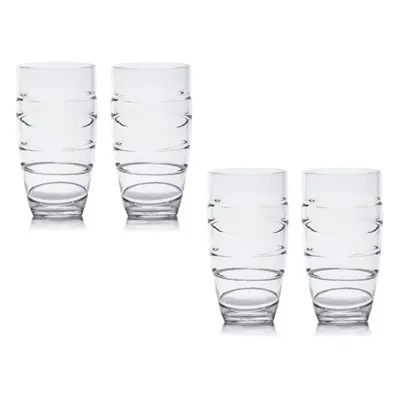 ADEPTNA Pack of Plastic Swirl Tumblers Glasses Clear- Each Glass 550ML