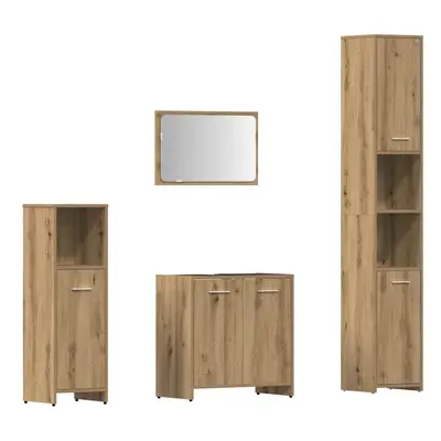 (artisan oak) vidaXL Bathroom Furniture Set Piece Engineered Wood Storage Multi Colours