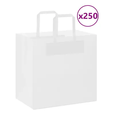 (white, x x cm/ pcs) vidaXL Paper Bags pcs with Handles White 21x11x28 cm Paper Grocery Bag