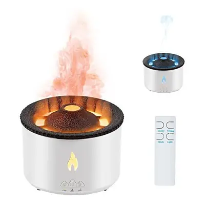 Volcano Humidifier with Jellyfish Mist, Flame Diffuser for Bedroom with Flame Night Light & Remo