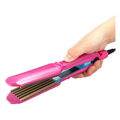 (Rose Red) Hair Crimper Curler Iron Anion Ceramic Wave Curling Wand with 5-Spped Temperature Con