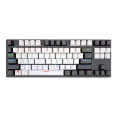 (Black & White, Red Switch) Mechanical Keyboard Keys Suspended Translucent Keycaps Blue/Red Swit