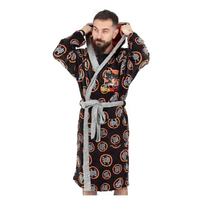 (L) Dragon Ball Z Goku Dressing Gown Mens Black Pyjamas Robe Bathrobe