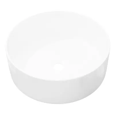 vidaXL Basin Round Ceramic White 40x15cm Bathroom Cloakroom Countertop Sink