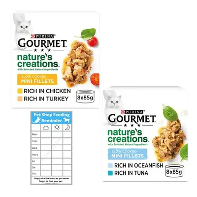 Gourmet Nature Creations Purina Cat Food - Natural Tinned Wet Cat Meat Chicken & Turkey 8x 85g, 