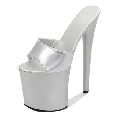 (silver, 40) Women&apos;s Summer Sandals Lacquer Leather Sexy Platform Pumps High Heels Waterpro