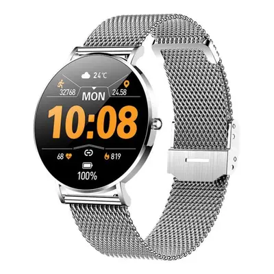 (Silver, Milan Net) New Ultra Thin Smart Watch Women 1.36" AMOLED 360*360 HD Pixel Display Alway