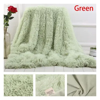 (green, 160x200cm) Soft Faux Fur Coral Fleece Blanket Winter Warm Fuzzy Shaggy Fluffy Blanket Co