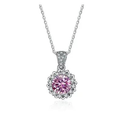 (pink, 45cm) Bague Ringen Carat Round Vvs D Color Moissanite Necklace Lab Created Diamond Pendan