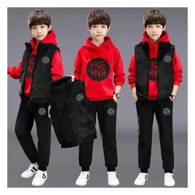 (red, 160cm) Pieces/set Boys Clothing Sets Kids Clothes For Teens Children Outfits Vest Hoodies 