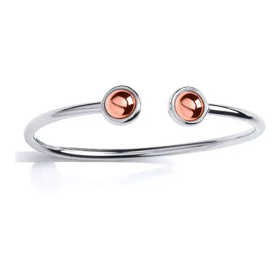 Jewelco London Ladies Rose Gold-Plated Sterling Silver Mars Orbit Torque Bangle Bracelet 10mm - 