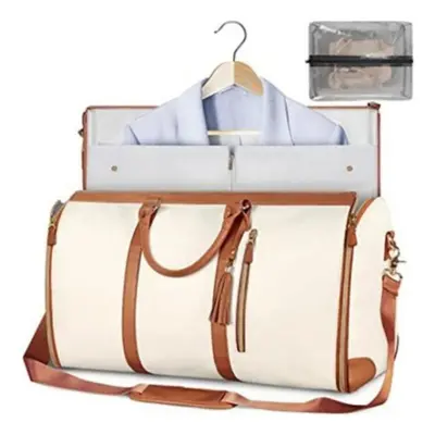 (white) Travel Bag With Internal Straps Large Capacity Waterproof Foldable Clothing Storage Bag 