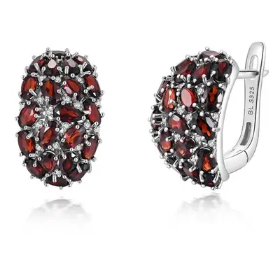 (red, L) Elegantly Designed Natural Garnet Gems Earrings Light Luxury S925 Silver Fine Jewelry F