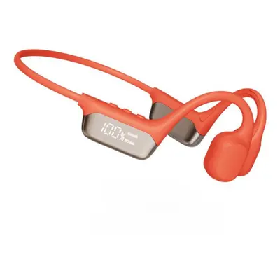 (orange) Vaolro Bone Conduction Wireless Headphone Digital Display Ipx8 Waterproof Noise Cancel 