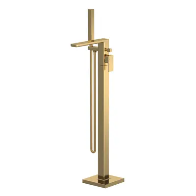 Freestanding Square Bath Shower Mixer Tap - Brushed Brass