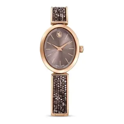 Swarovski Crystal Rock Swiss Made Black Rose gold-tone finish Oval Watch