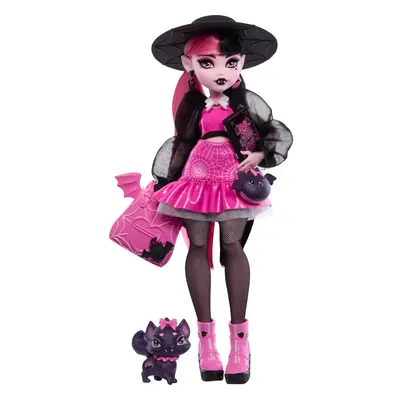 Monster High Draculaura Doll with Pet Bat-Cat Count Fabulous and Accessories like Backpack, Spel