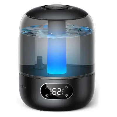 (Black) 26dB Quiet Cool Mist Ultrasonic Humidifiers for Home, Ambient Light Indicator, Essential