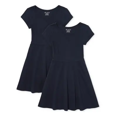 The Children's Place Girls Short Sleeve Basic Skater Dress Tidal Pack XX-Large