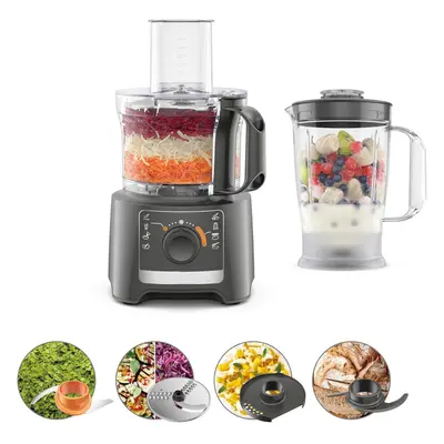 (Slate Grey) Food Processor with Blending Blade, Kneading Function