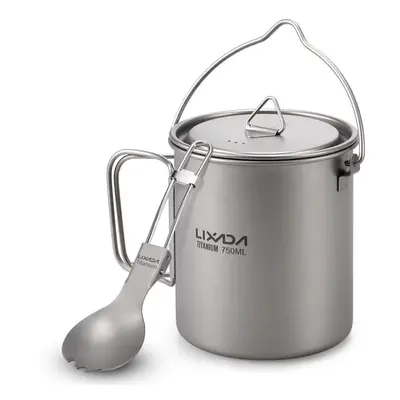 (750ml pot & spork) Lixada 750ml/900ml/1100ml Lightweight Titanium Pot With Folding Spork For Ou