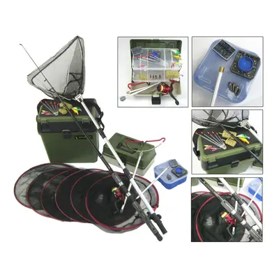 Complete Starter Beginners Fishing Kit Including Seat Tackle Box, Tackle, Nets, Rod & Reel