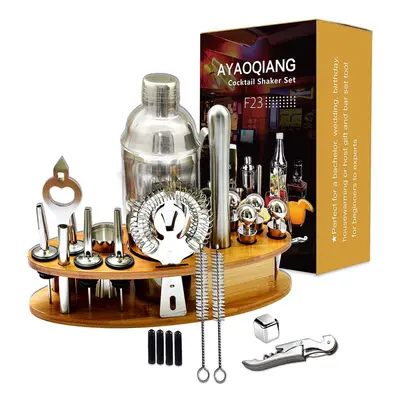 AYAOQIANG Cocktail Mixing Set, Pieces Cocktail Shaker Set for Bartender, 750ml Stainless Steel B