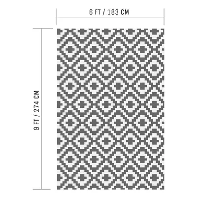 (6ft x 4ft (1.8m x 1.2m)) Valiant Grey Geometric Outdoor Rug