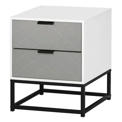 HOMCOM Bedside Cabinet with Metal Base and Drawer Storage for Home Office