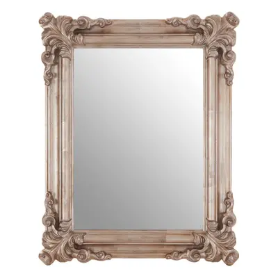 Premier Housewares Silver Frame Wall Mirror Intricate Floral Border For Bedroom / Hallway / Livi