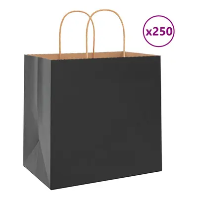 (black, x x cm) vidaXL Paper Bags pcs with Handles Brown 21x11x36 cm Paper Grocery Bag