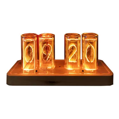 (GT303 Amber 4-tube) Time Tube Glow Tube Quasi-glow Tube Clock LED Digital Solid Wood Chinese Ni