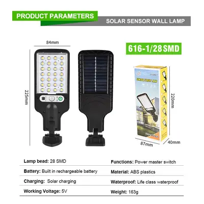 (616-1/28 SMD, With Remote) Solar Street Lights Outdoor Solar Lamp With Light Mode Waterproof Mo