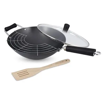 Ken Hom Excellence 31cm Carbon Steel Wok Non-Stick Piece Set Stir Fry Pan