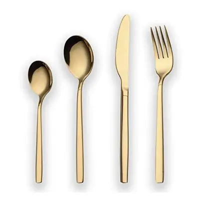 Berglander Piece Titanium Gold Plated Stainless Steel Cutlery Set, Pieces Golden Flatware Set, G