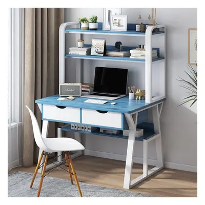 (Blue/White) Wooden Free Standing Study Writing Room Table Desk Shelves & Drawers Boys/Girls Kid