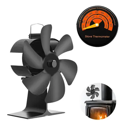 6 Blades Heat Powered Stove Fan for Wood Burner Log Burning Fire