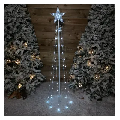 150cm (5ft) White Metal Maypole Tree with Rainbow LED Wire Lights and Remote