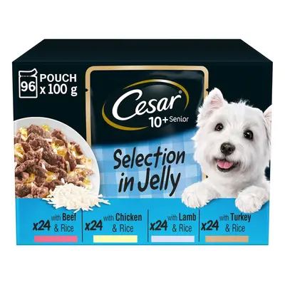 Cesar Senior 10+ Mixed Selection In Jelly Wet Dog Food - x 100g Pouches