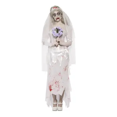 (S, White/Blood Red) Smiffys Womens/Ladies Till Death Do Us Part Bride Costume