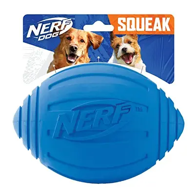 Nerf Dog Ridged Football Dog Toy with Interactive Squeaker Lightweight Durable and Water Resista