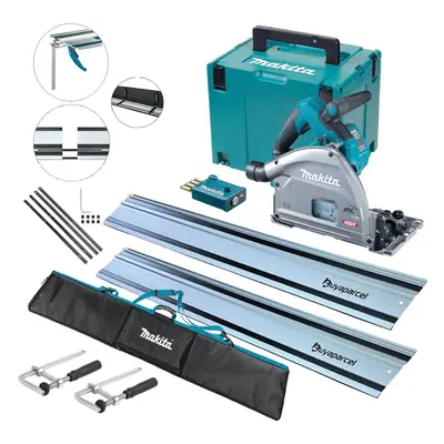 Makita SP001GZ03 MAX XGT 18v Brushless Plunge Cut Saw 2x1.5m Guide Rails + Clamp