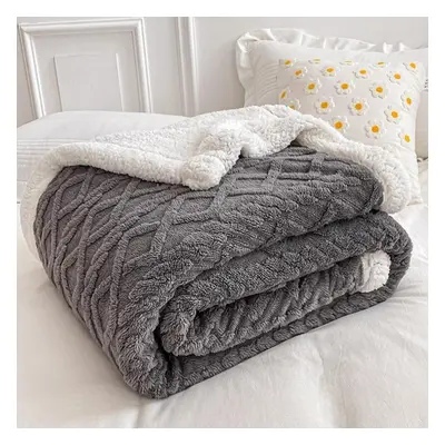 (grey, 150x200cm(59x78inch)) Home Thick Bed Blanket Lamb Cashmere Fleece Plaid Blankets Winter W