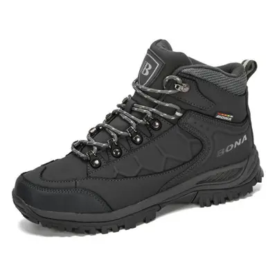 (dark grey, 45) Bona New Designers Nubuck Leather Hiking Shoes Men Autumn Winter Climbing Boots 