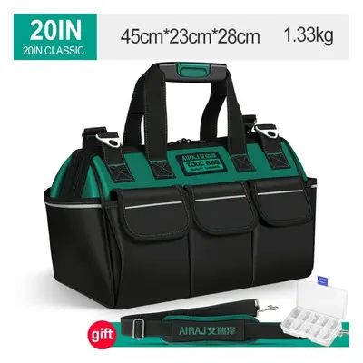 (20 in-B) Tool Bag With Reflective Strip 1680d Oxford Cloth Electrician Bag Multi-pocket Waterpr