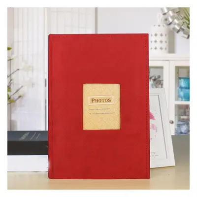 (red, 4R/6 inch) 33x22.5cm Albums Retro Insert Album Creative Photo Album Postcard Storage Book 