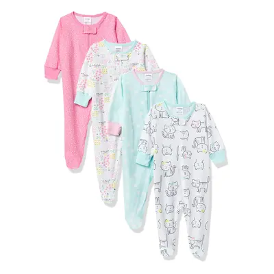 Onesies Brand Baby Girls 4-pack 'N Play Footies Multi And Toddler Sleepers Cats Months US