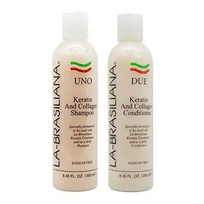 LA-BRASILIANA UNO Keratin After Treatment Shampoo 8.45oz + DUE Conditioner 8.45oz Combo Set