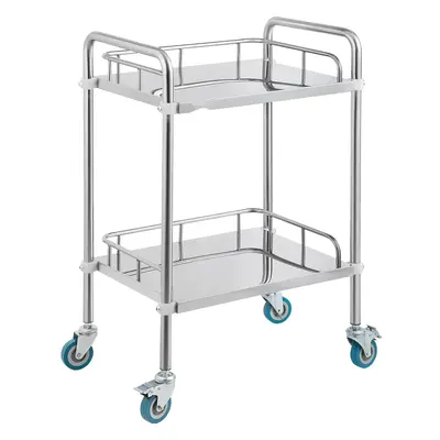 (2-Layers(80kg Weight Capacity)) 2-layer laboratory medical cart stainless steel trolley