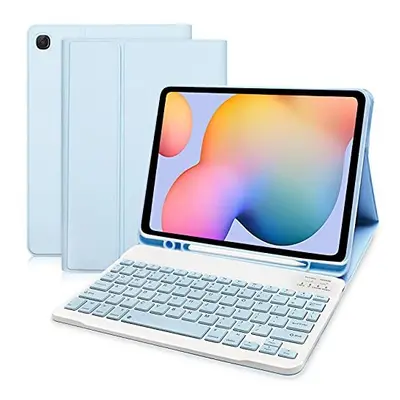 Samsung S6 Lite Tablet Case with Keyboard & Built-in Pen Holder-Slim Smart S6 Lite Case with Blu